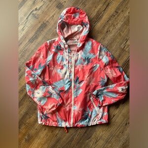 American Eagle Outfitters Pink and Blue Hooded Raincoat